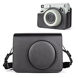 HIYQIN for チェキフィルム instax wide 400 ケース、Fujifilm INS WIDE 400ケース instax wide 400専用バッグ チェキwide 400 カメラカバー インスタントカメラ ワイド 400対応 全面保護 PUレザー ショルダーストラップ付き(ブラック)