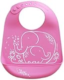 Modern-twist Baby Silicone Bucket Bib, Elephant Hugs, Pink by Modern Twist [並行輸入品]