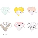 Mamimami Home ベビー ビブ 三角 よだれかけ 100% コットン 可愛い プリント おしゃぶりをぶら下げ サイズ調整可能 6枚/ゼント