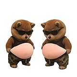 犬 お腹 シール 3D ぷにぷに【2026新型】柔らかい もっちり スクイーズ ステッカー かわいい デブ犬 癒し グッズ 手帳 デコ スマホ 車内 装飾用 (サングラス柴犬2個)