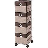キャスター付きチェスト/タンス 4段 スリム 幅25cm×奥行29cm×高さ86cm MIP-561BR ブラウン