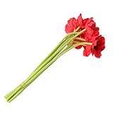 MagiDeal 10ピースPU Lifelike人工Poppy Flower Branchesウェディングブーケホームカフェアート装飾 32x6cm レッド 0579023930010USA