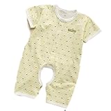 CHOUeTTe ベビー服 ロンパース 新生児～2歳まで 前開き 半袖 肌着 ドット柄 綿100% シンプル 出産祝い 誕生日プレゼントにもどうぞ 色サイズ多数 オリジナルタオル付き (イエロー90#