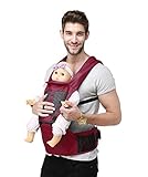 Happylifehere ベビーキャリア 抱っこひも 多機能 新生児 赤ちゃん 0～36ヶ月 3way おんぶひも 通気 夏 疲れにくい ヒップシート ワイン