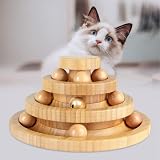 猫 おもちゃ ボール一人遊び 猫おもちゃ ねこ おもちゃ 猫じゃらし ネコ 竹製 ボール回転盤 猫じゃらし ボール 回転 タワー ぐるぐる 猫 玩具 ねこじゃらし ひとり遊び 猫用品 ペット用品 遊べる 運動不足 ストレス解消 (ブラウン)