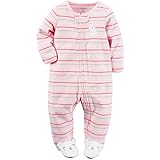カーターズ（Carter's) 女の子用ベビーピンクボーダークマさんパイル地足つきカバーオール (newborn(-55cm)) [並行輸入品]
