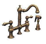 Whitehaus WHKBTLV3-9206-PTR Vintage Iii 6 3/16-Inch Bar Bridge Faucet with Short Swivel Spout, Lever