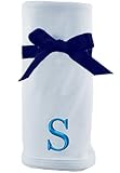 Princess Linens Embroidered Blue Initial Cotton Knit Blanket, S by Princess Linens
