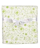 Frogs Chicks Embossed Velour Blanket by Kids Line Sage Green on White by KidsLine