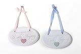 Baby Sleeping Wooden Door Plaque (Blue) by SIL