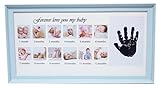 ロイヤルブランドMy First YearフォトMomentsベビー記念品フレーム手足印刷フレームベビーシャワー出産ギフトBaby Boyマイルストーンフレームブルー