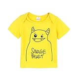 Ochine 可愛いモンスター短袖 Tシャツ＆ロングパンツ　上下 2点セット 短袖 ウエスト ゴム 仕様 セットアップ 子供服 ベビー 普段着 モンスター プリント 新生児 出産祝い　男の子 (XL、