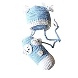 Baoblaze 赤ちゃん　ニット　かぎ針編み　帽子　キャップ　フクロウおもちゃ　写真道具　全5色 - ブルー