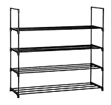 Home-Like シューズラック４段 靴棚 スライド式タイプ おしゃれ くつ収納 収納棚 靴入れ 整理 ラック 棚 幅90.4×奥行30.5×高さ84.5CM (ブラック)