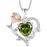 BELRYO 母の日ハートペンダントネックレス 925スターリングシルバー ローズ フォーエバーラブハートペンダント レターマザーネックレス スパークリングジュエリー クリスマス記念日用, キュービックジルコニア