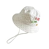 LeafIn ベビー 帽子 キッズ ハット 日よけ 紫外線対策 ベビーUVcut帽子 綿クロッシェ サファリハット チューリップハット 帽子 (XL（頭周り：52cm）, ドット柄)