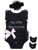 Littleファンシー3ピースベビー女の子レースチュチュドレスボディスーツのヘッドバンド、足ジュエリー カラー: ブラック