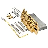 Wilkinson 10.5mm 個別のサドルフルブロックST ギタートレモロユニット ブリッジ スクワイア/メキシコフェンダーストラト用 ポップインアーム 2点、ゴールド