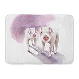 aabagaelバスマットファームオランダ子犬とPiglet Shepherd Dogバスルームインテリアラグ親バリエーション 16" x 24" パープル