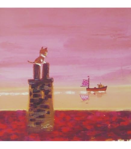 Amazon.co.jp: 渡辺あきお◇【ねこ あこがれの船】アートプリント◇額