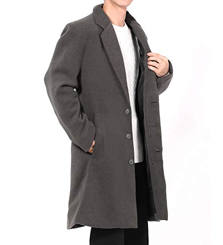 (オリログ)ALLYLOG メンズ メルトン コート チェスターコート 秋冬 防寒 アウター ゴング丈 ジャケット (グレー, L)