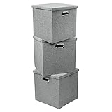 34x34cm 折りたたみ式収納ボックス||3個ふた付き収納ボックス||正方形の収納ボックス||布製の収納ボックス||本棚の装飾、車のトラン