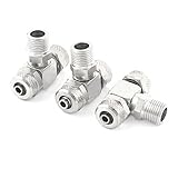 uxcell チューブフィティング クイックカプラー　エアフィッティング　空気圧ホース 　T形　クロームメッキソリッドブラス製