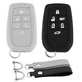 [Koaudb] 適合 トヨタ スマートキーケース 6ボタン 車用 キーカバー 新型 アルファード30系 ヴェルファイア30系 等に適用 ソフト シリコン 傷防止 2個入れ (ブラック + グレー) (Tyt-6A-BG)