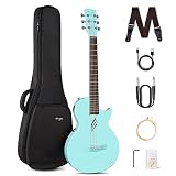 Enya Nova Go SP1アコースティック丨エレキギター・カーボン一体成型ミニギター AcousticPlusピックアップ付き、ギターケースとギター両方のストラップ付属（ブルーBlue）
