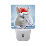 Alaza Cute Rabbit Bunny冬雪LED Night Light Dusk to Dawnセンサープラグin Night Home Decorデスクランプfor Adult