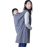 ママケープ ママチュニック ママワンピース ママエプロン マタニティ バッテンおんぶ紐隠れます (グレー)
