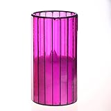 Home Impressions Amaranth縦ストライプモザイクガラスFlameless LED Candle withタイマー 3x6 パープル MO14002