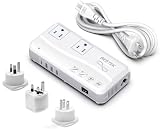 BESTEK 【経済産業省承認済み】 海外旅行用 変圧器 250W 海外 コンセント 変換プラグ BF A O タイプ付き C タイプ プラグ延長コード付き USB-C 2口 USB-A 2口 AC コンセント3口 240V 230V 220V から 100V 降圧トランス 電圧変換器 海外用 変圧コンセント ダウントランス 降圧器 MRJ201GU-PD (ホワイト, 正弦波PD35Ｗ)