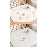 Miffia プレイマット 赤ちゃん 折りたたみ xpe 200×180×2cm 厚手 安全検査済み ベビーマット 防水 防音 ベビープレイマット 滑り止め おしゃれ ベビー 出産祝い 一枚入り (星空,【 両面】200×180×2cm)