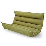 ソファ 低反発 42段ギア 3点可動 ハイバック ワイド座面 ファブリック 二人掛け グリーン