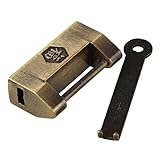 Bronzy Chinese Archaistic Carved Chinese Wordアンティークジュエリーボックス南京錠キー