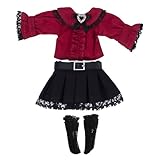オビツ11 OB11 サイズ衣装 オビツドール 11cmボディ用 地雷系 レース ブラウス スカート レースソックス かわいい 3色 3点セット (レッド)