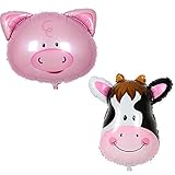 Barnファーム動物誕生日ベビーシャワーパーティーDecorations Supplies ( 1 x Gaint Cow & 1 x Pig Mylar Foil Balloon )