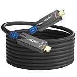 50フィート USB C 光ファイバーケーブル フル機能、10Gbps、4K@60Hzビデオ、PD 60W、DP 1.4 AltモードUSB 3.2アクティブ光ケーブル、ドイツ製シリコンラインチップ付き、ドッキング/ビデオ会議/4K Logicochカメラ/VR用