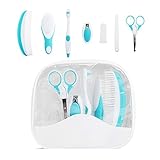 Abusun 高品質 赤ちゃん爪切 7点セット爪飛び散り防止 新生児つめきりハサミ 高級多機能 安心安全 (ブルー)