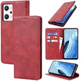 Oppo reno7 a ケース 手帳型 オッポ Reno9A OPG04 ネノ 7A ネノ9A au A201OP CPH2353 SIMフリー ワイモバイル 楽天モバイル 全対応 カバー 手帳型 カードスロット、キックスタンド レザー(レッド)