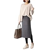 Spinas（スピナス) 秋から春先まで活躍してくれる 暖かい 裏起毛 マタニティ ミモレ丈スカート サイドスリット入り 無地 膝下丈 ひざ丈 スカート 全2色(ブラック　グレー)