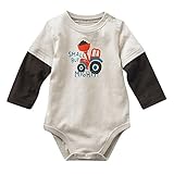 Ochine 新生児　幼児　男の子 子供服 かわいい　ロンパース　子供服 長袖 カバーオール ４色選べる (9M, グレー)
