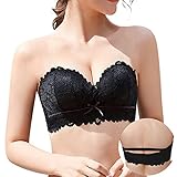 [APIKIE] ストラップレス 紐なし 無重力感ブラ・0アレルギー滑り止め加工・超盛り・谷間メイクパッド チューブトップ 蒸れず 柔らかい ノンワイヤー ブラジャー 美胸 結婚式 オフショル 寄せ バストアップ (L（36,80）, ブラック)