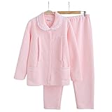 Royanney パジャマ レディース ルームウェア マタニティ 綿 オーガニック コットン100 長袖 冬 前開き 出産パジャマ 産後パジャマ 寝間着 上下セット あったか レース リボン