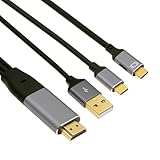 Cablecc 4K HDMI ソースからタイプ C USB-C タッチスクリーンディスプレイ オス 4K HDTV ケーブル ノートパソコンモニター用 2.0m