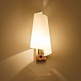 CGJDZMD クリエイティブLEDウォールランプSconceソリッドウッドシンプルなベッドサイドモダンウォールスポットライト白いガラスのランプシェードライトウォールライトリビングルーム、ダイニングル