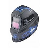 Auto Darkening Welding Helmet with Blue Flame Design by Chicago Electric Welding