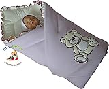 BlueberryShop Embroidered Jersey Swaddle Wrap Blanket Sleeping Bag for Newborn, baby shower GIFT 100