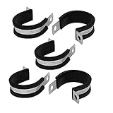 uxcell EPDMラバーライニングPクリップ ゴム 304ステンレス鋼 シルバートーン ブラック 30mm直径 5個入り